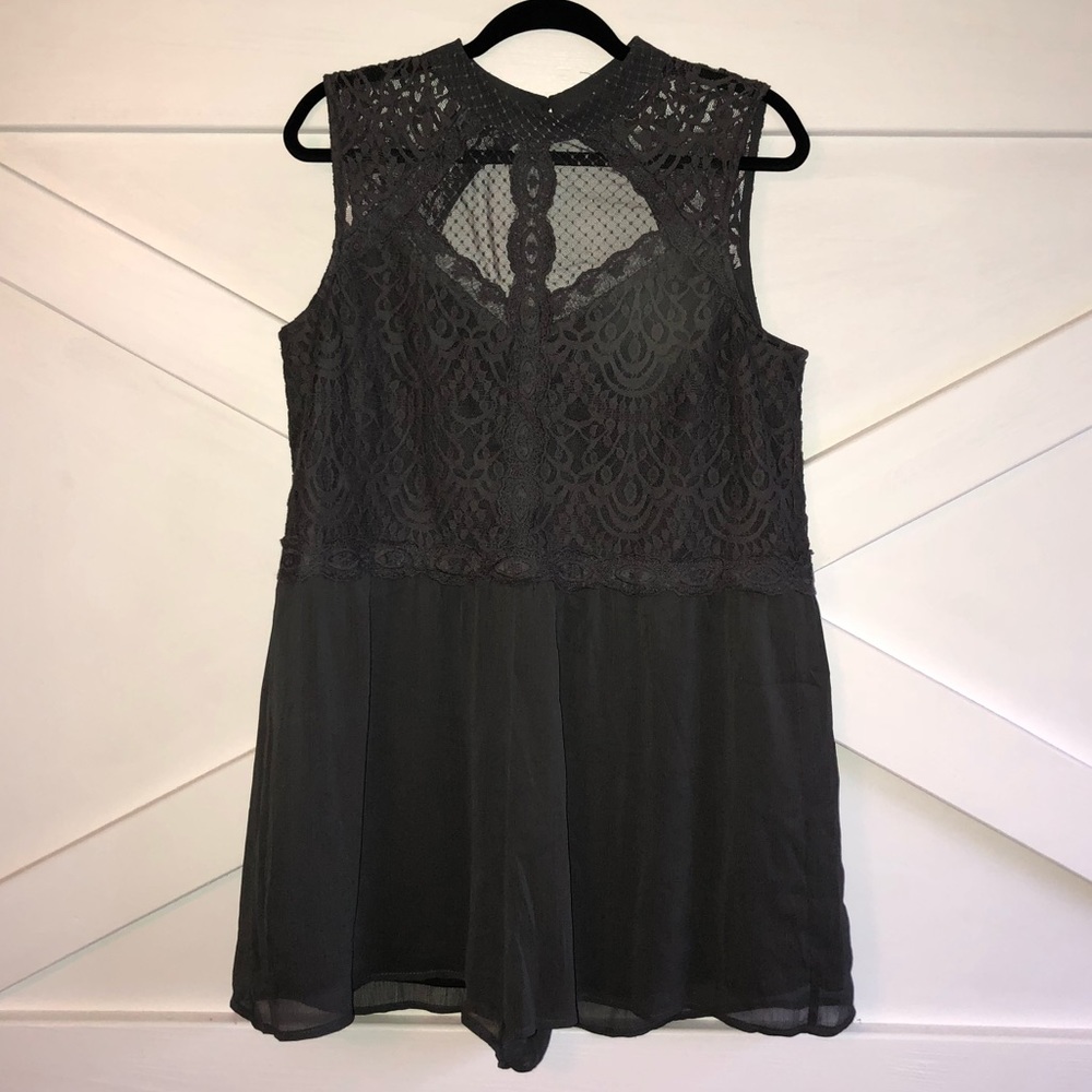 XL Gray Lace Romper